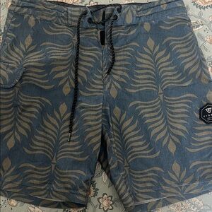 Vuori Blue and Tan Hybrid Shorts